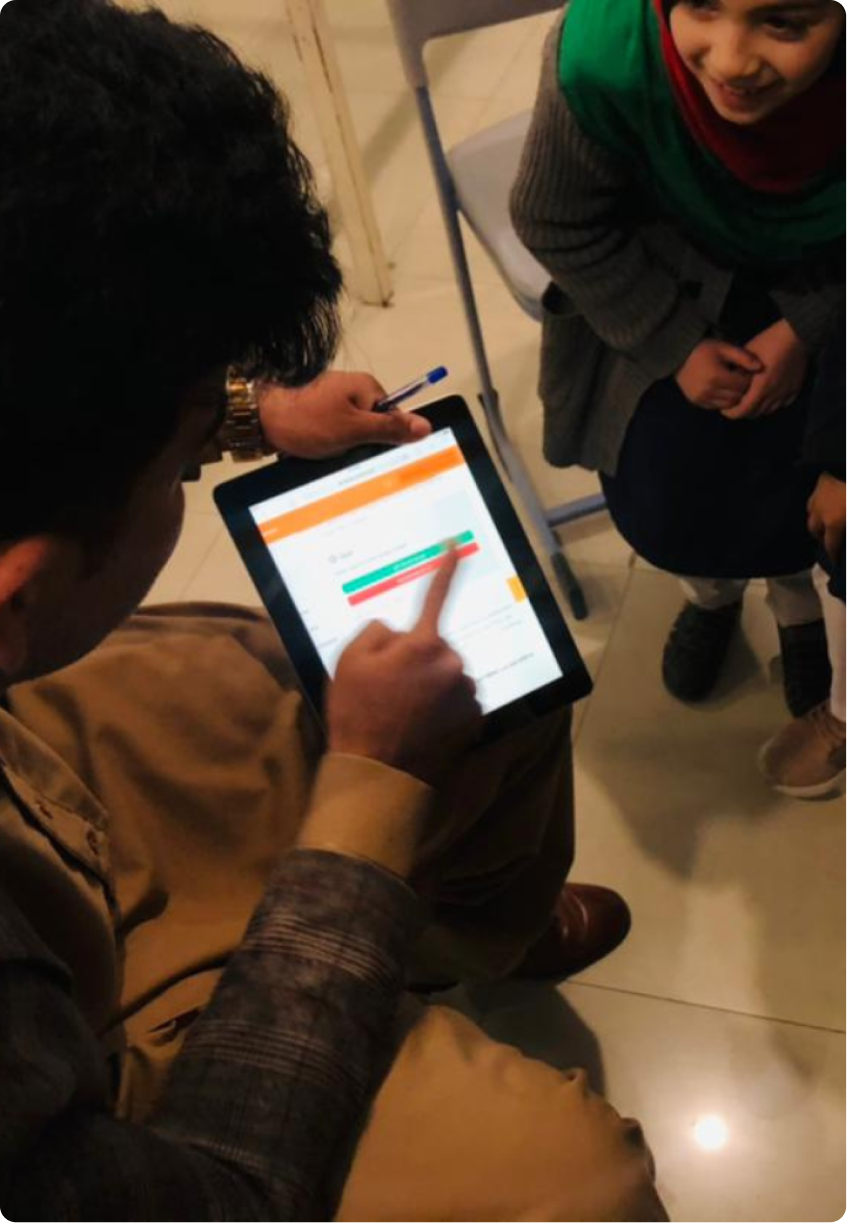 a learner learning using tablet